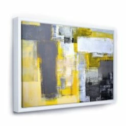 Promo 🌟 Designart 40" X 30" "Abstract Blur Pattern" Fabric Canvas Wall Art In Yellow 🌟