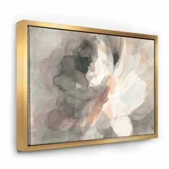 Promo 🥰 Designart 40" X 30" "Abstract Peony Pink Gray" Fabric Canvas Wall Art In Gray 🎉