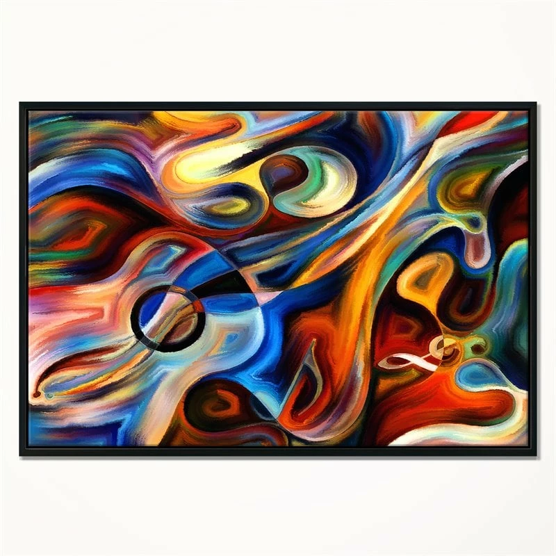 Outlet ๐ Designart 40" X 30" "Abstract Music & Rhythm" Fabric Canvas Wall Art In Red ๐ - Image 2