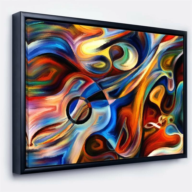 Outlet ๐ Designart 40" X 30" "Abstract Music & Rhythm" Fabric Canvas Wall Art In Red ๐