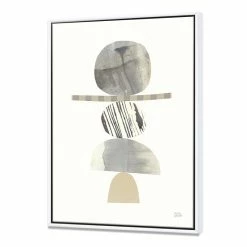 Deals 😀 Designart 30" X 40" "Geometric Balance I" Fabric Canvas Wall Art In Brown ⭐