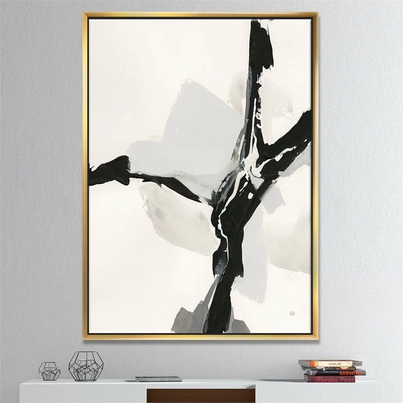 Coupon ๐ Designart 30" X 40" "Abstract Neutral III" Fabric Canvas Wall Art In Black ๐งจ - Image 2