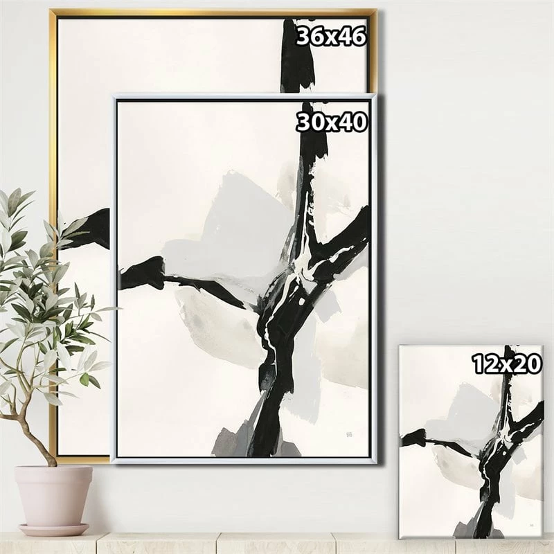Coupon ๐ Designart 30" X 40" "Abstract Neutral III" Fabric Canvas Wall Art In Black ๐งจ - Image 3
