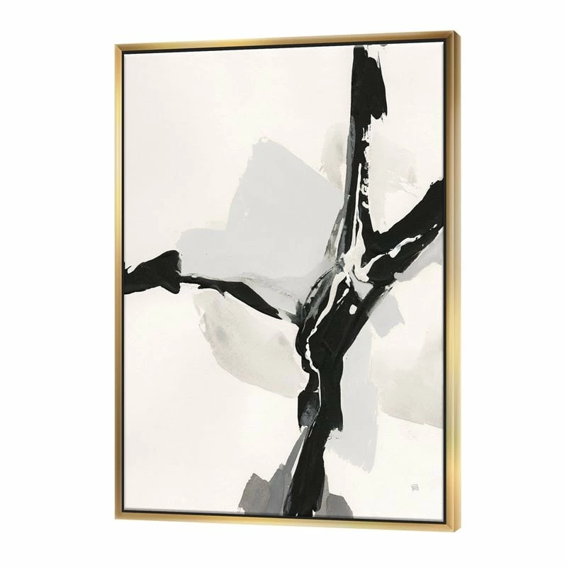 Coupon ๐ Designart 30" X 40" "Abstract Neutral III" Fabric Canvas Wall Art In Black ๐งจ