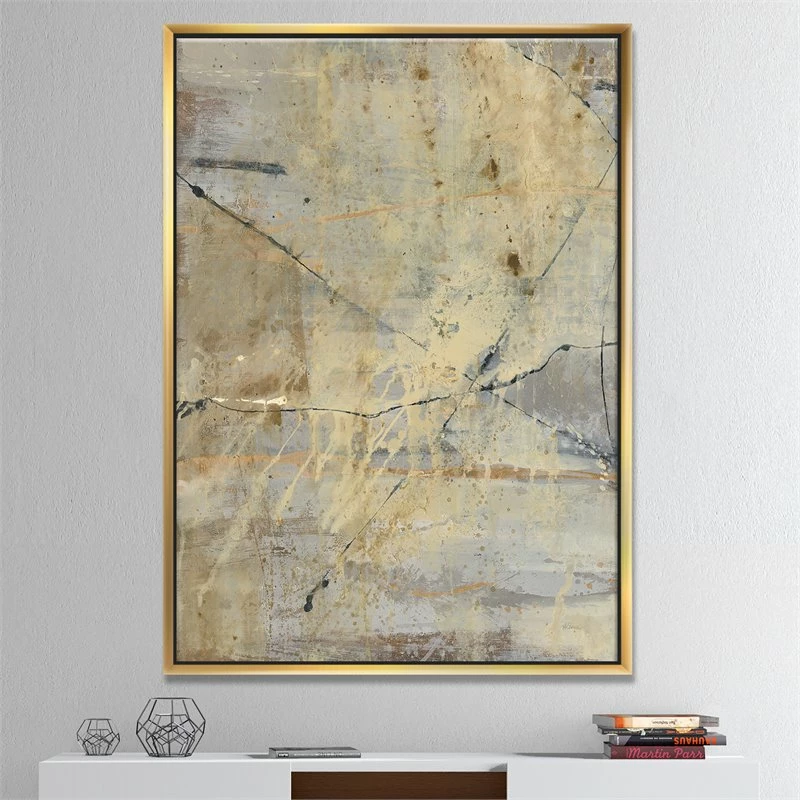Deals ๐ Designart 36" X 46" "Geometric Cream Block III" Fabric Canvas Wall Art In Gray ๐ - Image 2