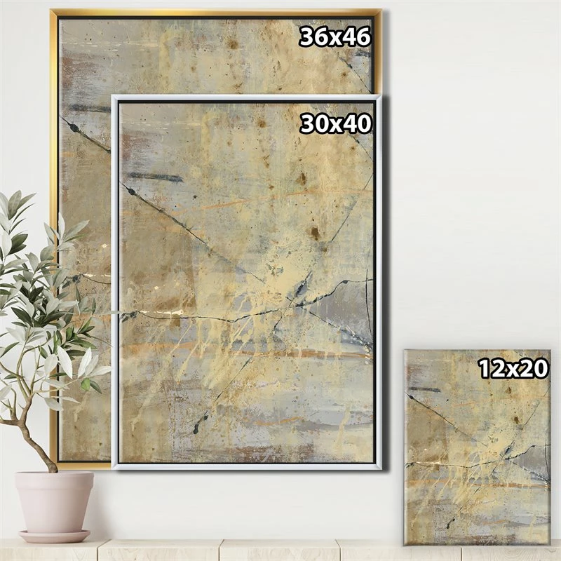 Deals ๐ Designart 36" X 46" "Geometric Cream Block III" Fabric Canvas Wall Art In Gray ๐ - Image 3