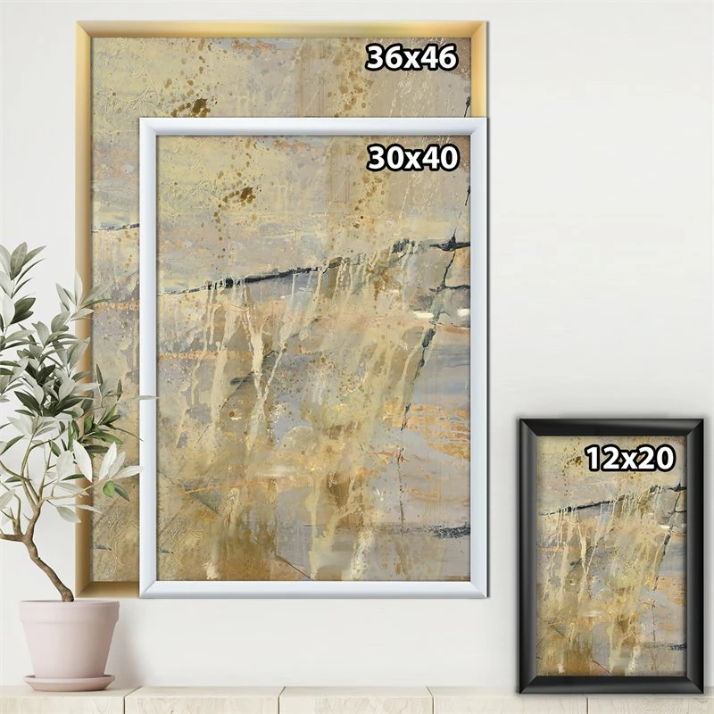 Promo ๐งจ Designart 30" X 40" "Geometric Cream Block II" Fabric Canvas Wall Art In Beige โ - Image 3
