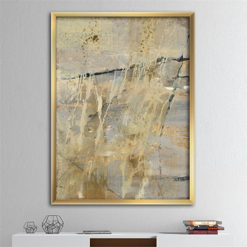 Promo ๐งจ Designart 30" X 40" "Geometric Cream Block II" Fabric Canvas Wall Art In Beige โ