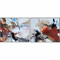 Best deal 👍 Maklaine Modern Abstract 2 Piece Canvas Painting Set Framed In Black 🌟