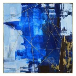 Cheap 🔔 Maklaine Modern Abstract Graphic Art Canvas In Shades Of Blue And Black ✨
