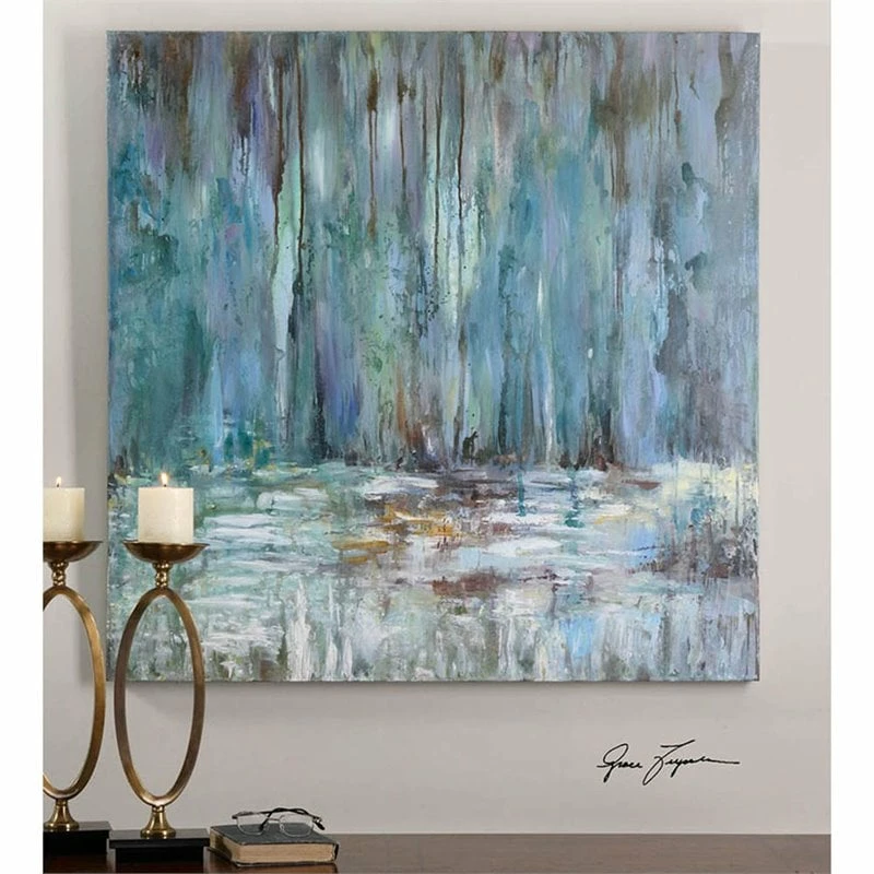 Best deal 🧨 Bowery Hill Contemporary Blue Waterfall Hand Painted Art ✨ - Image 2