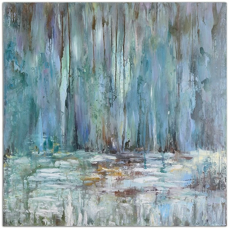 Best deal 🧨 Bowery Hill Contemporary Blue Waterfall Hand Painted Art ✨