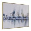 Flash Sale 💯 Carolina Classics Cityscape Abstract Wall Art 24 X 32 With Gold Frame In Teal 🛒