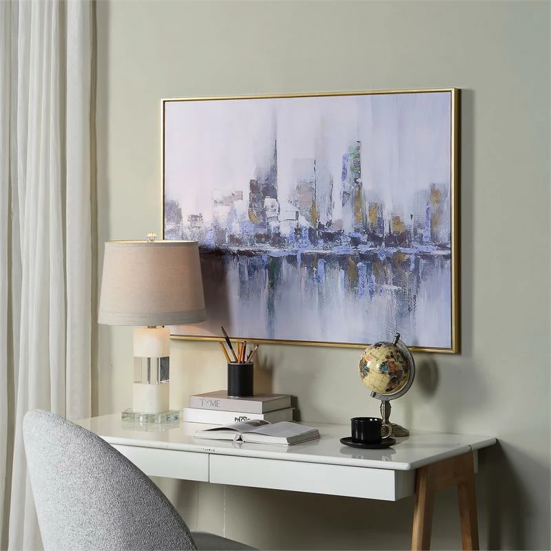 Best reviews of ๐ Carolina Classics Cityscape Abstract Wall Art 30 X 39 With Gold Frame In Teal ๐ - Image 3