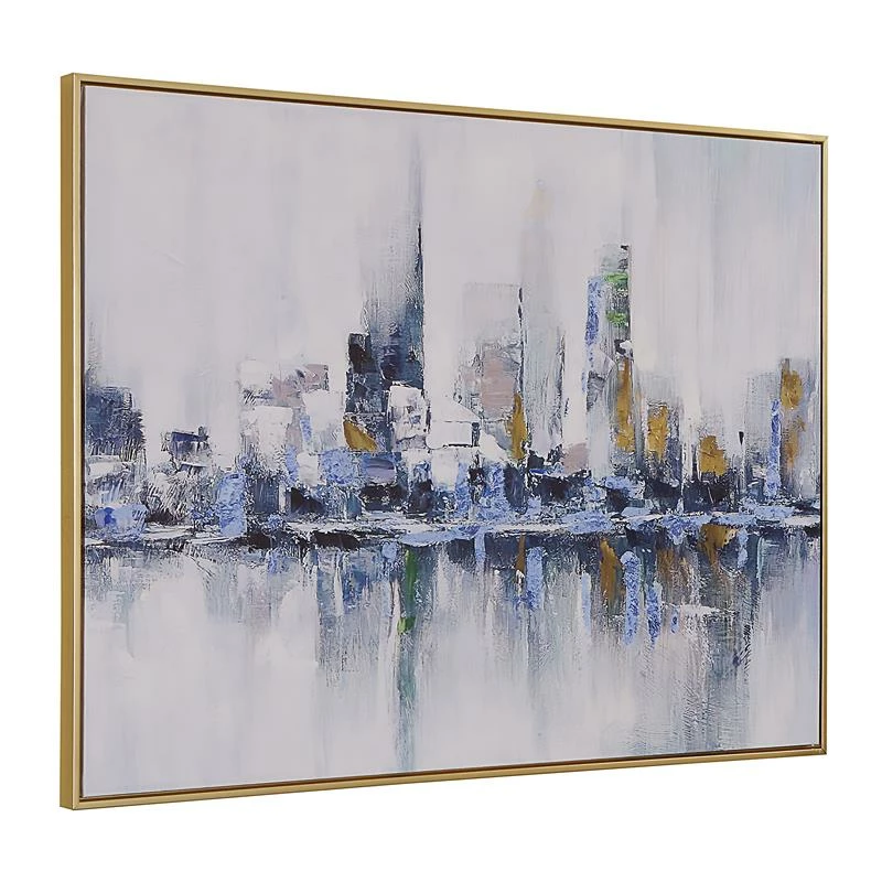 Best reviews of ๐ Carolina Classics Cityscape Abstract Wall Art 30 X 39 With Gold Frame In Teal ๐