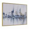 Best Pirce 💯 Carolina Classics Cityscape Abstract Wall Art 36 X 47 With Gold Frame In Teal 🛒
