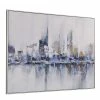 Brand new 🛒 Carolina Classics Cityscape Abstract Wall Art 36 X 47 With Silver Frame In Teal 🛒