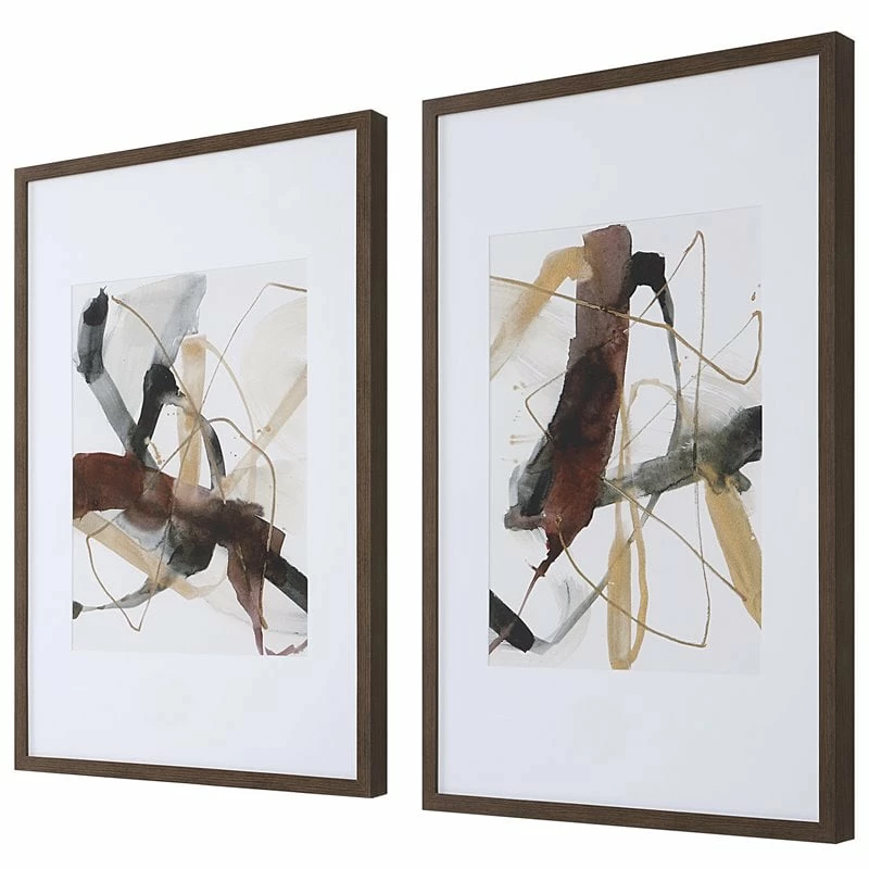 Coupon ๐ Uttermost Burgundy Interjection Plastic & Glass Abstract Prints In Multi-Color ๐ - Image 2