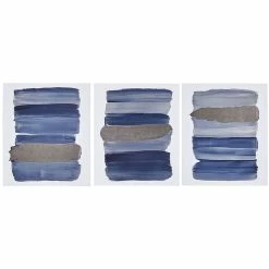 Best Pirce 🛒 Olliix Urban Habitat 3-Piece Abstract Printed Canvas With Metallic Foil In Navy ⭐