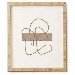 Budget 🎉 Deny Designs 24x17" Abstract Line Traditional Bamboo Framed Wall Art In Beige 🧨