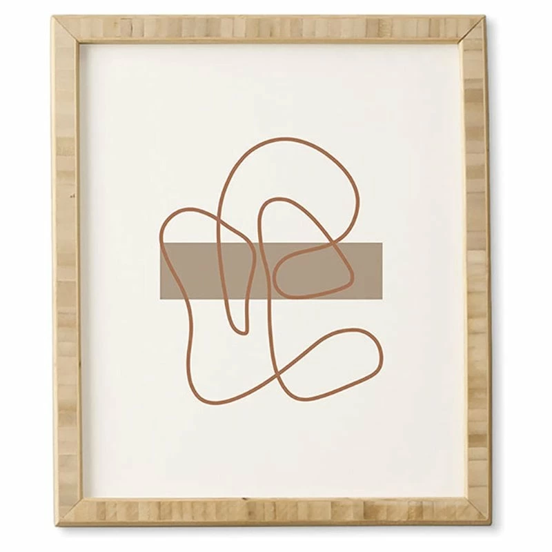 Budget ๐ Deny Designs 24x17" Abstract Line Traditional Bamboo Framed Wall Art In Beige ๐งจ