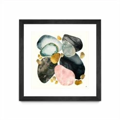 Promo 🔥 Giant Art 30x30 Pebble Abstract Matted And Framed In Pink 🌟