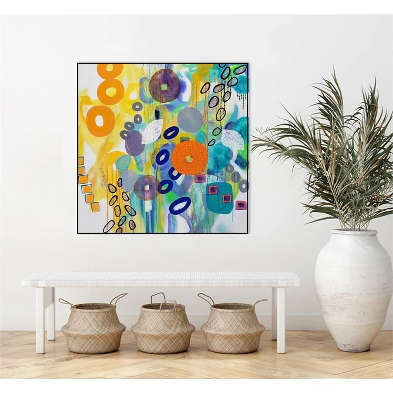 Best deal 👏 Giant Art Canvas 30x30 Abstract Distraction 14 Framed In Yellow 🛒 - Image 3