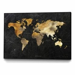Cheapest โญ Giant Art Canvas 36x24 Dramatic World Map Framed In Multi-Color ๐