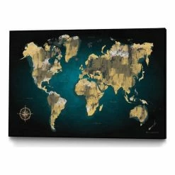 Best reviews of 😍 Giant Art Canvas 36x24 Sketched World Map Framed In Multi-Color 😉
