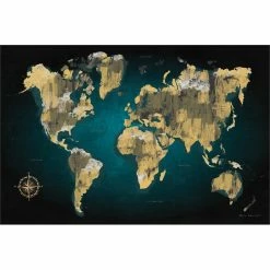 Best Pirce 👏 Giant Art 84x54 Sketched World Map Fine Art Giant Canvas Print In Multi-Color 🤩