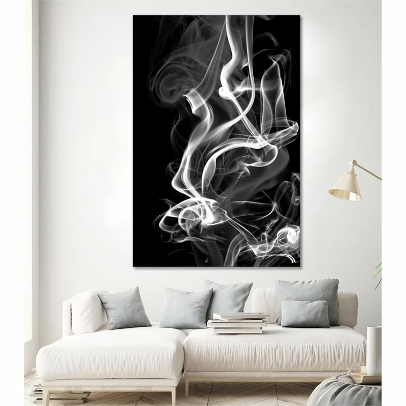 Best reviews of ๐งจ Giant Art 72x48 Black Smoke Abstract Fine Art Giant Canvas Print In White โจ - Image 3