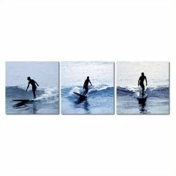 Coupon 🔥 Baxton Studio Surf Silhouettes Mounted Print Triptych In Multicolor 🌟