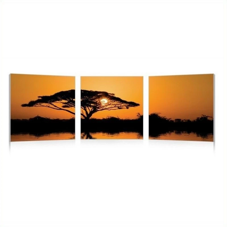 Wholesale ⌛ Baxton Studio Savannah SunSet Mounted Print Triptych In Multicolor ✔️