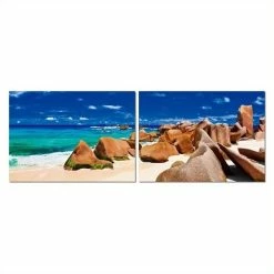 Outlet 🎉 Baxton Studio Tasmanian Tide Mounted Print Diptych In Multicolor ✨