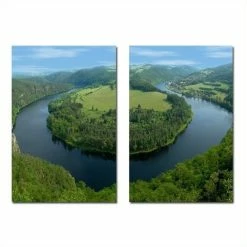 Coupon 👍 Baxton Studio Baxton Wraparound Waterway Wall Mounted Print Diptych In Multicolor 🎁