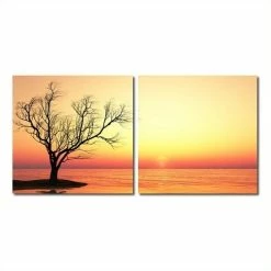 Buy 😀 Baxton Studio Blazing Horizon Mounted Print Diptych In Multicolor ✔️